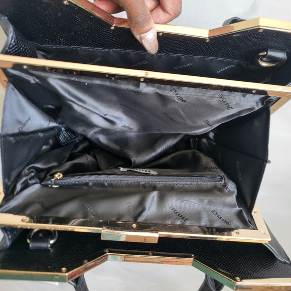 Dune London Black Vegan Leather Gold Top Handle Tote - Picture 9 of 13